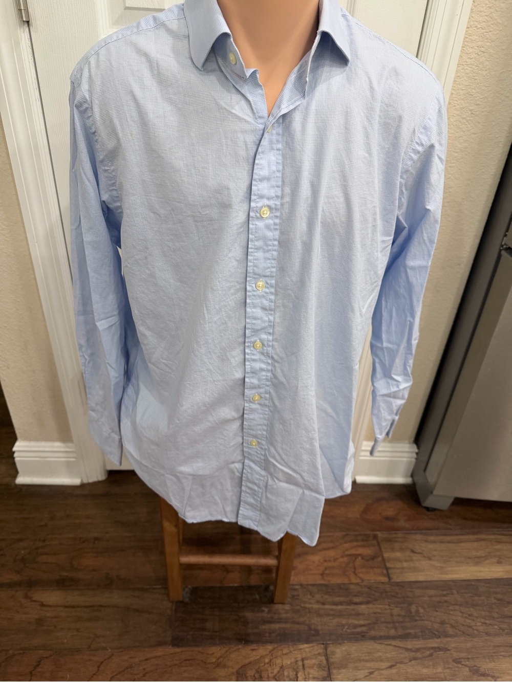 Polo Ralph Lauren Regent Classic Fit Blue Glen Plaid Button Front Shirt 16 32/33
